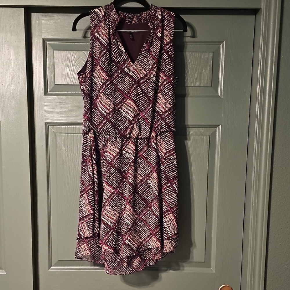 White House Black Market Sleeveless Plaid Dress - Black, White, and Red
